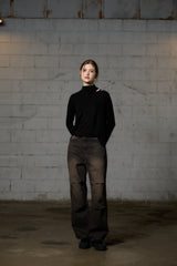 AKARI PPINTUCK DENIM PANTS / BLACK