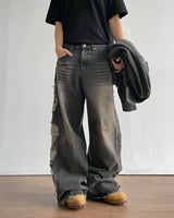 Destroyed Camouflage Denim Pants