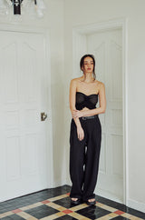 Flower Ruffle knit Top (BLACK)