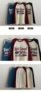 Tane Color Raglan Knit Long Sleeve T-shirt