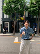 LMN Hey BioWashing Short-Sleeved Denim Shirt (3 colors)