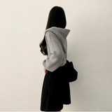 Leppon Thick Two-Way Cropped Knitwear Hooded Zip-Up