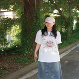 ハートサンセットグラフィックTシャツ_ホワイト(ブルー)