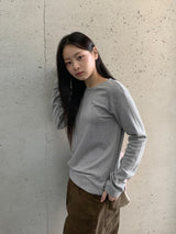 Achu ブラッシュド ベーシック ラウンド ロングスリーブ Tシャツ