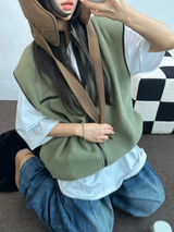 フリースレイヤードベストジップアップ💚💙🖤🧡4COLOR
