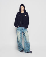 25FW WOMAN ミニACベアクロップフーディージップアップ ブラック