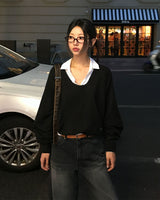 [ORIGINAL] Mellow U-Neck Long Sleeve Knit