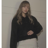 FLUFFY SHEARING COAT-BLACK