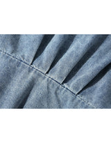 Mia Belted Gold Raglan Shirt Light Blue Denim