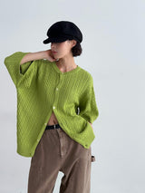 Pleddy Cotton Knit Short Sleeve Cardigan (4color)