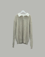 Popping collar knit (Beige)