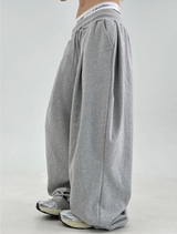 ❤ S-XL❤ サイドプリーツワイドバルーントレーニングパンツ