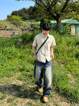 インディゴウィアドレッグデニムパンツ – サイズ S, M, L