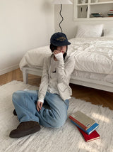 ダロヘンリーネックフリル長袖Tシャツ
