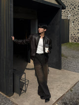 Kintz vegan leather zip-up jacket