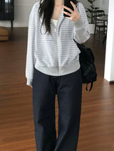 ラージストライプフーデッドジップアップ (one color)