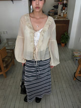 Clear chiffon ethnic blouse (2color)
