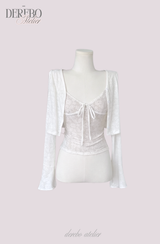 White Daisy flare cardigan two-piece(SET)