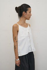 Rose Embroidered Lace Trim Sleeveless (Ivory)