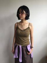 オッティ フリル ボタン ノースリーブ トップ (3color)