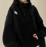 Sung high neck color scheme snap tab fleece anorak sweatshirt