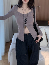 Holy Square Ribbon Corset Long Sleeve T-shirt