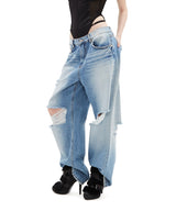 フェードアップストーンワイドデニムパンツ