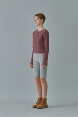 Stripe button t-shirt_wine
