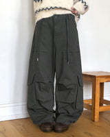 Myor ビッグポケットストラップカーゴワイドロングパンツ