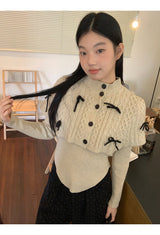 ボウケープ2ピース長袖ニット