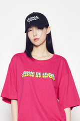 25SS 3D カートゥーンロゴショートスリーブTシャツ ホットピンク