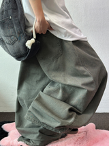 プレートピグメントスリットセミバルーンワイドロングパンツ 🤍💛💚🖤 - 4 カラーズ