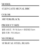 Men's ブレスレットブラックビーズサージカルスチール_CLEF ゲートシグナル