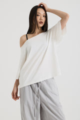 ワンショルダーTシャツ, White