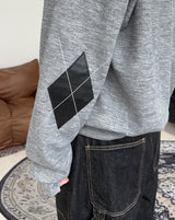Scent Leather Patch Argyle Cardigan