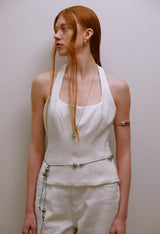 Shell Leather String Belt (Black)
