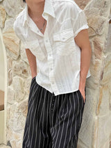 Cool ever stripe western crop shirts(2color)
