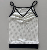 Royu Polka Dot Shirred Bust Sleeveless Top (5 Colors)