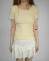 SUGAR SHIRRING SLIM SHORT SLEEVE T-SHIRT