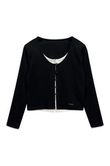 LYLA LAYERED CARDIGAN / BLACK-WHITE