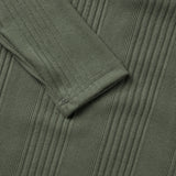 Overlock Henley Neck Knit Long Sleeve 4C