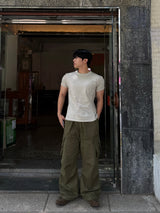 Washed buckle cargo pants