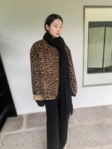 High-End Leopard Suede Fur Jacket