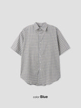 No.1291 nerd check half SHIRT (4color)