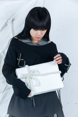 laceup ribbon knitset(black)