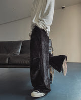 レイドピンタックベルベットストリングパンツ