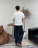 Elt raw wide denim pants