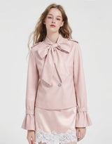 [PRE-FALL]ルーン ハイネック リボンタイ フレアカフ ジャケット インディピンク