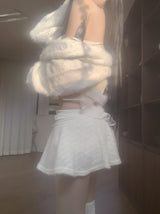 Katsumi Loose-Fit Fur Cardigan (White)