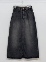 611 A-line Long Denim Skirt